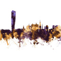 Malmö Sweden Skyline Purple & Gold Mural Wallpaper - pure wallpaper artwork