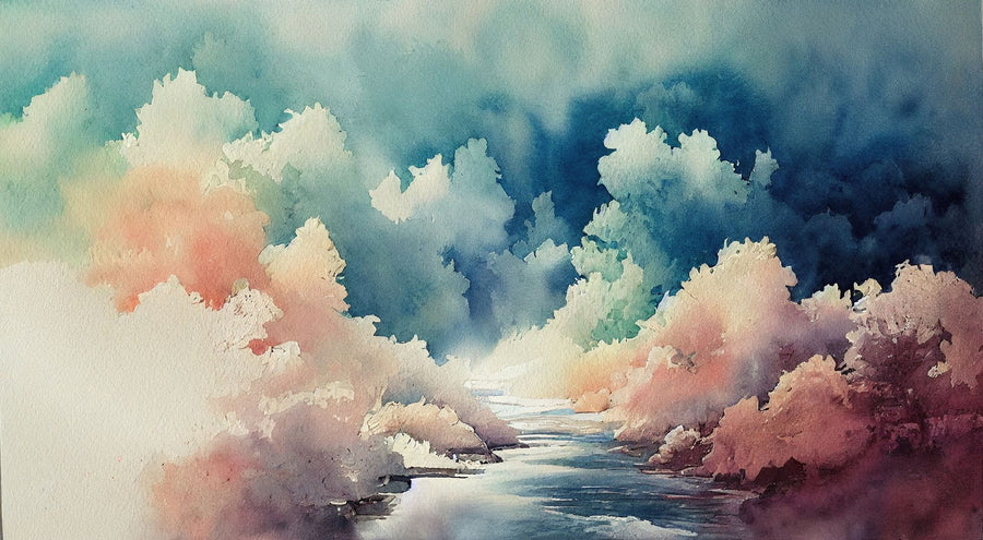 Cloud Wallpaper Mural – Sky Wall Mural – Riverbank printable artwork