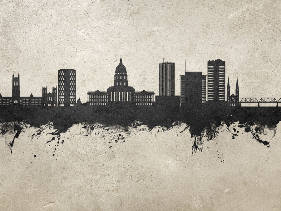 Topeka Wyoming Skyline Concrete Mural Wallpaper