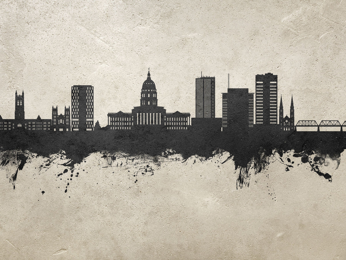 Topeka Wyoming Skyline Concrete Mural Wallpaper - pure wallpaper artwork
