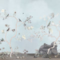 Birds in the Garden Light Blue Mural Wallpaper - pure wallpaper artwork