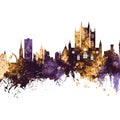 Lincoln England Skyline Purple & Gold Mural Wallpaper - pure wallpaper artwork