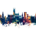 Gloucester England Skyline Blue & Bronze Mural Wallpaper - pure wallpaper artwork