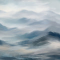Foggy Mountains, Denim Mural Wallpaper - pure wallpaper artwork