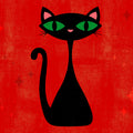 Retro Cat, Red Mural Wallpaper - pure wallpaper artwork