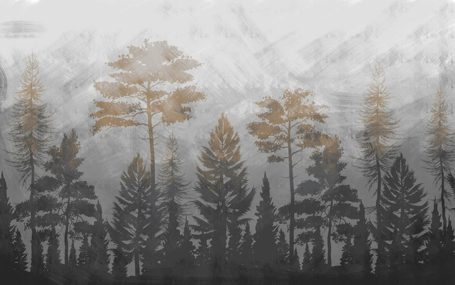 Forest Wallpaper Mural – Woodland Wall Mural – Canadian Mountains printable artwork