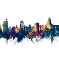 Madison Wisconsin Skyline Blue & Bronze Mural Wallpaper - pure wallpaper artwork