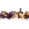 Saint-Étienne France Skyline Purple & Gold Mural Wallpaper - pure wallpaper artwork