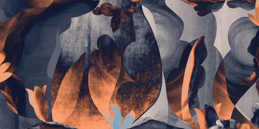 Abstract Fun, Blue & Orange Mural Wallpaper