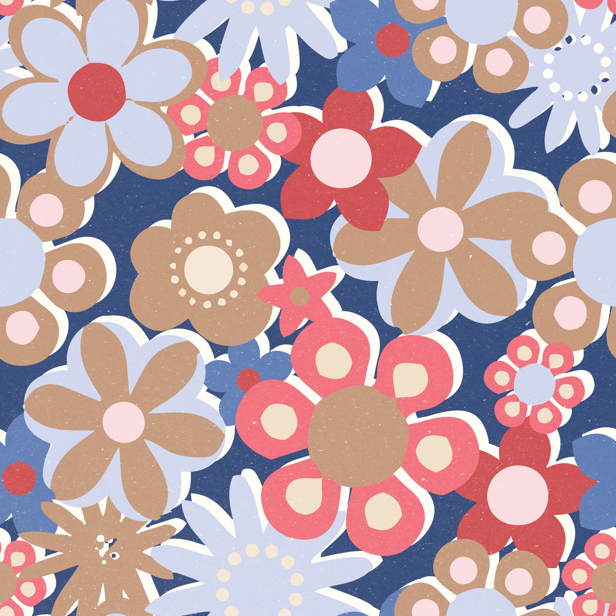 Flower Power, Blue Mural Wallpaper - pure wallpaper artwork