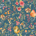 Time to Share Flowers and Pears Blue Mural Wallpaper - pure wallpaper artwork