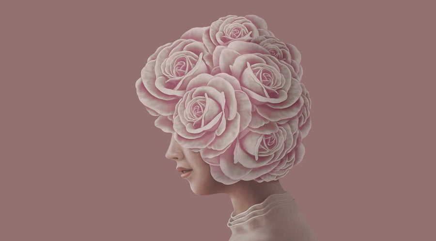 Floral Wallpaper Mural – Flower Wallpaper – Rose Head printable artwork