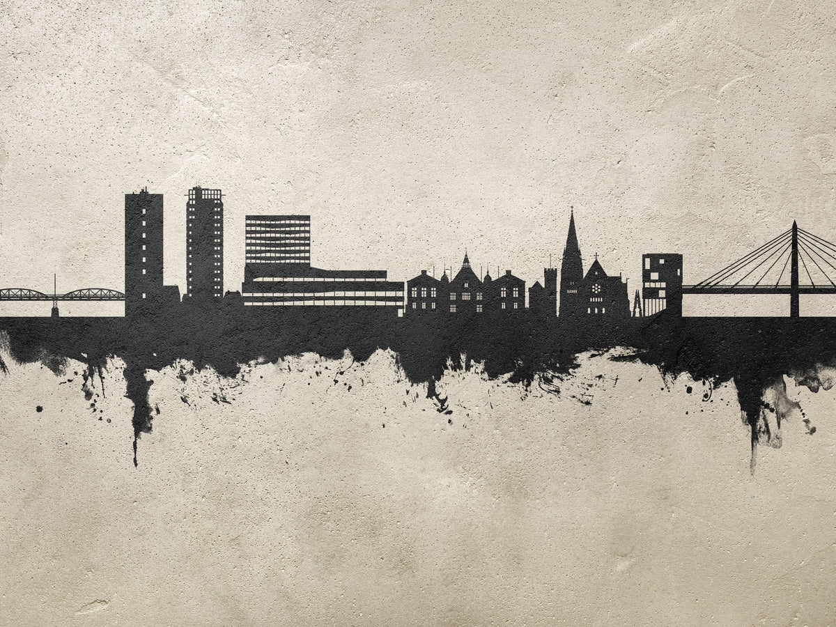 Umeå Skyline Concrete Mural Wallpaper - pure wallpaper artwork