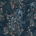 Peacock and Peony Chinoiserie Navy Mural Wallpaper - pure wallpaper artwork