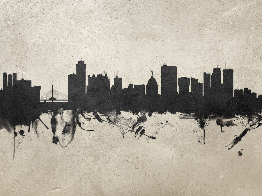 Winnipeg Canada Skyline Concrete Mural Wallpaper