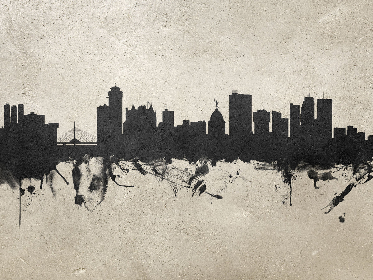 Winnipeg Canada Skyline Concrete Mural Wallpaper - pure wallpaper artwork