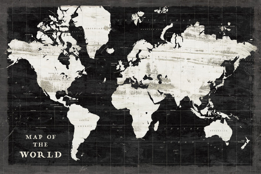 World Map Black Mural Wallpaper