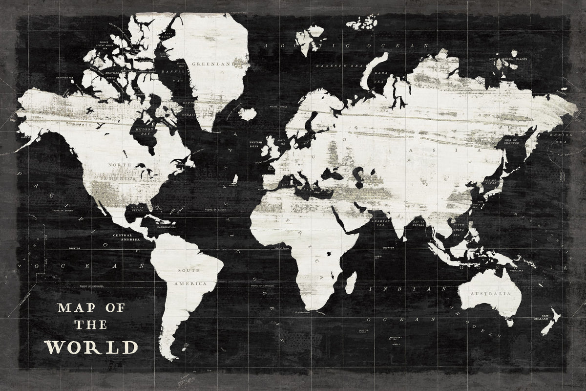 World Map Black Mural Wallpaper - pure wallpaper artwork