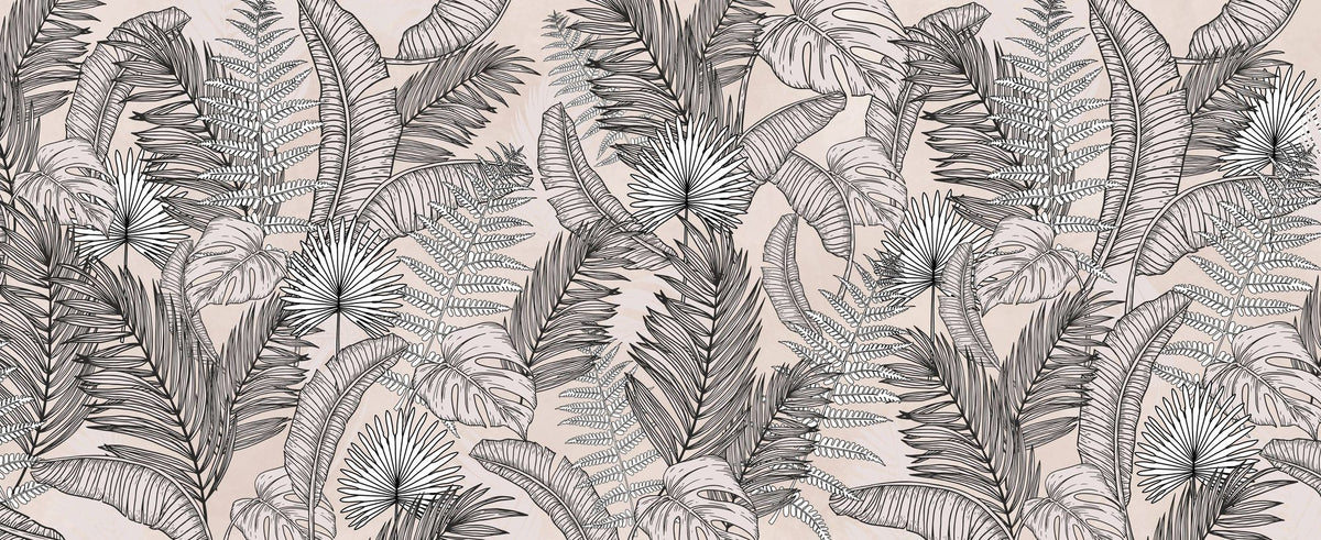 Old Sketchy Leaves Mural Wallpaper - pure wallpaper artwork