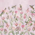 Tulips & Birds, Soft Pink Mural Wallpaper - pure wallpaper artwork