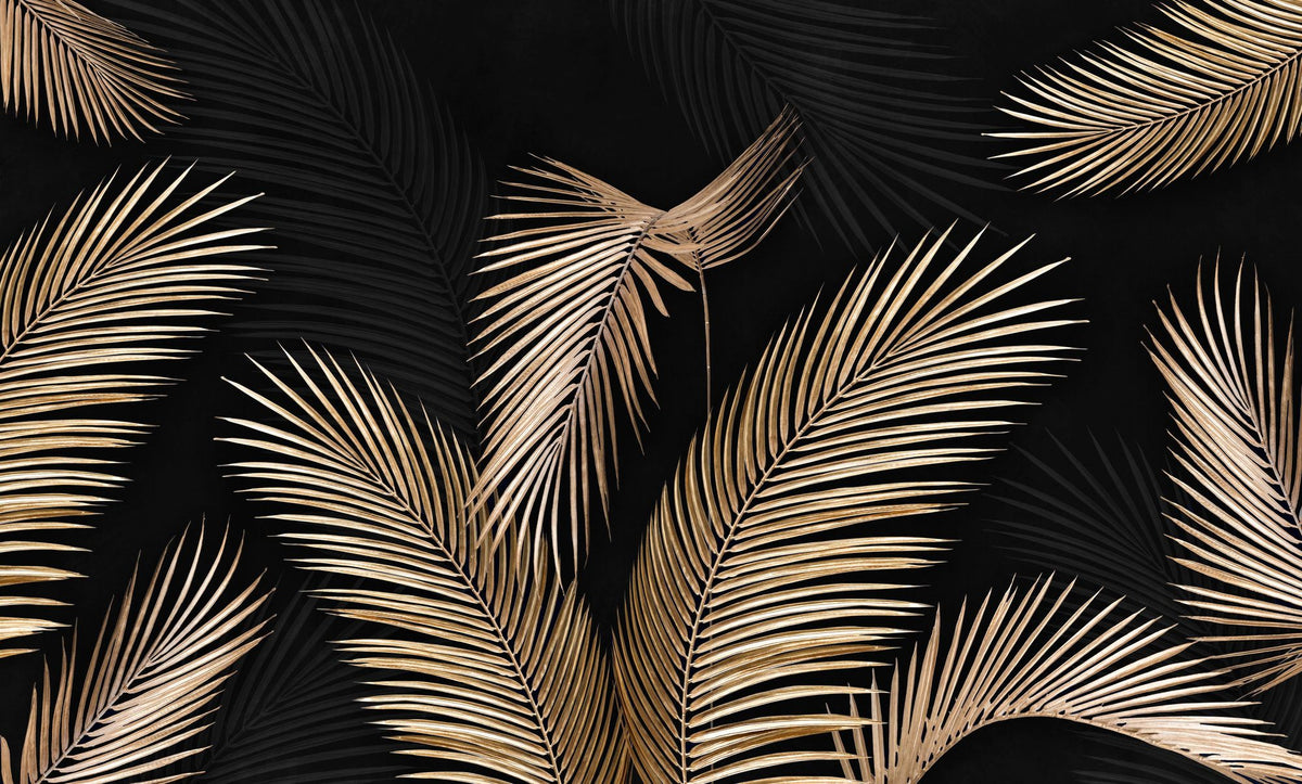 Bright Palms, Black Mural Wallpaper - pure wallpaper artwork