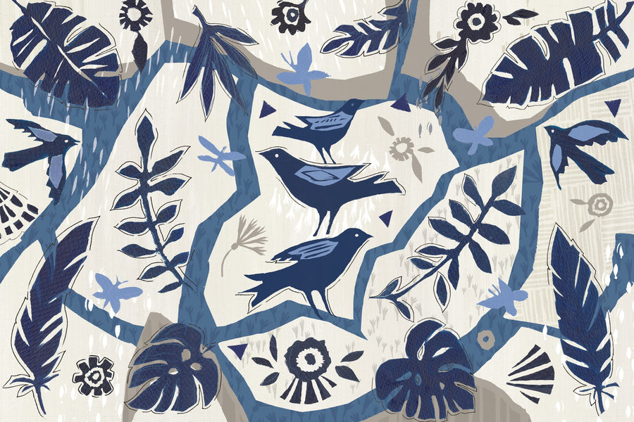 Desert Flair Blue Circle Mural Wallpaper