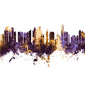 Panama City Skyline Purple & Gold Mural Wallpaper - pure wallpaper artwork