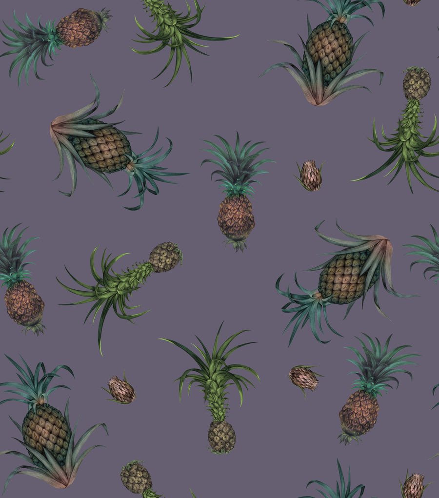 Falling Pineapples, Lilac Mural Wallpaper
