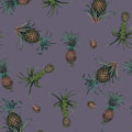Falling Pineapples, Lilac Mural Wallpaper - pure wallpaper artwork