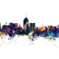 Fresno California Skyline Blue & Bronze Mural Wallpaper - pure wallpaper artwork