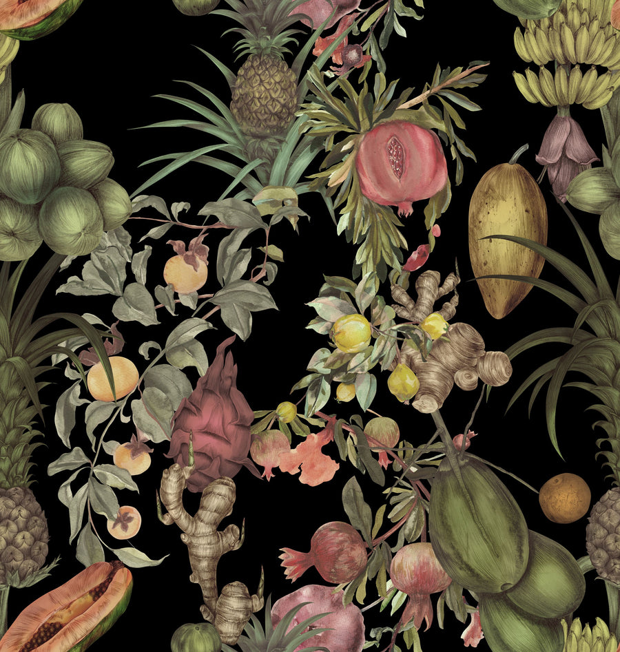Juicy Fruits, Black Mural Wallpaper