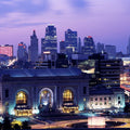Purple Gradient Twilight Metropolis Mural Wallpaper - pure wallpaper artwork