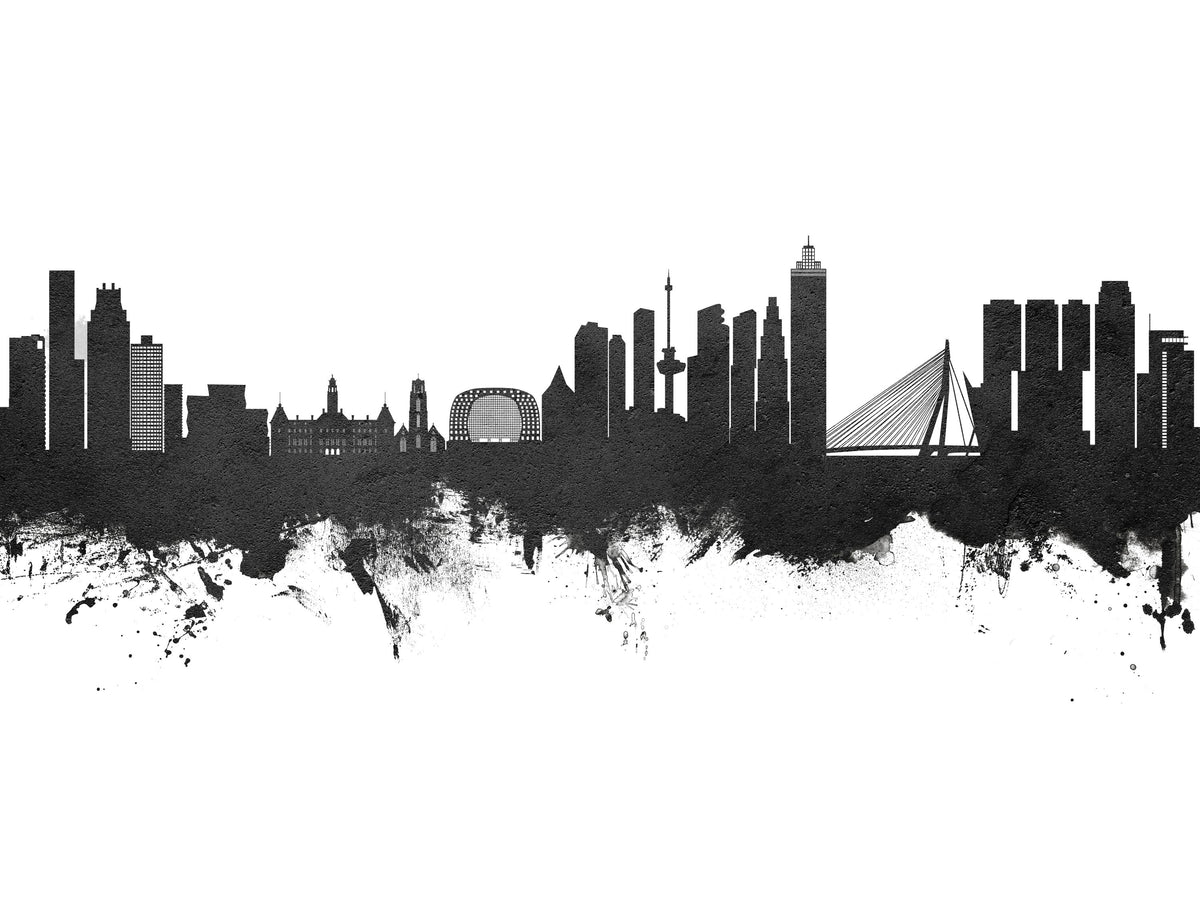 Rotterdam the Netherands Skyline Black & White Mural Wallpaper - pure wallpaper artwork
