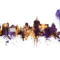Geneva Switzerland Skyline Purple & Gold Mural Wallpaper - pure wallpaper artwork