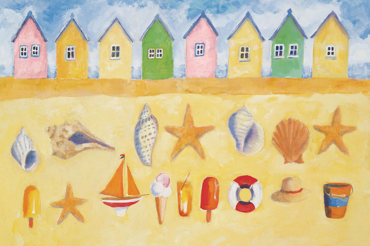 Beach Huts Mural Wallpaper - pure wallpaper artwork