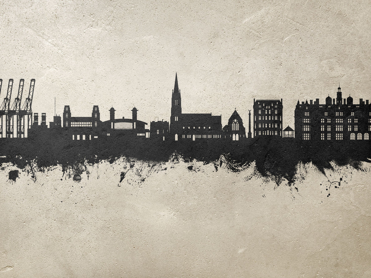 Felixstowe England Skyline Concrete Mural Wallpaper - pure wallpaper artwork
