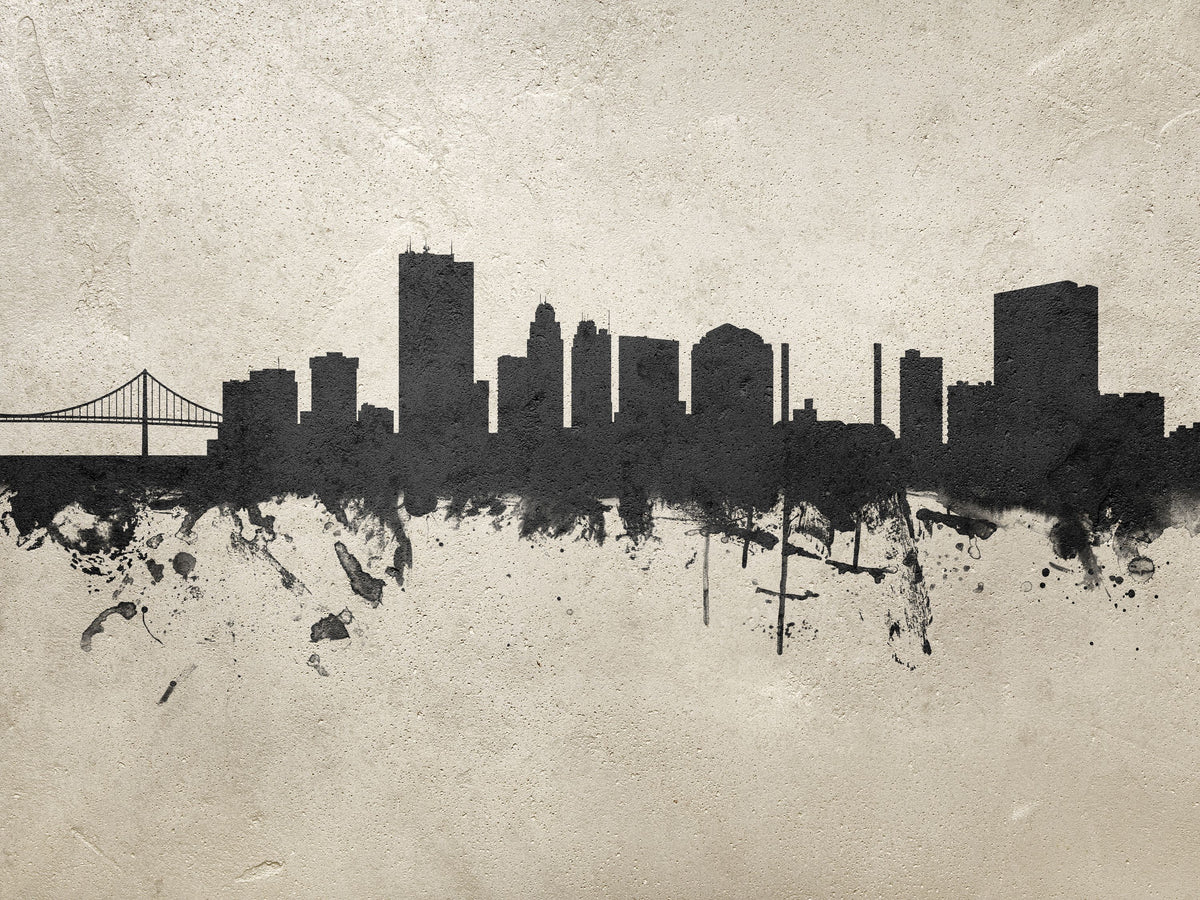 Toledo Ohio Skyline Concrete Mural Wallpaper - pure wallpaper artwork
