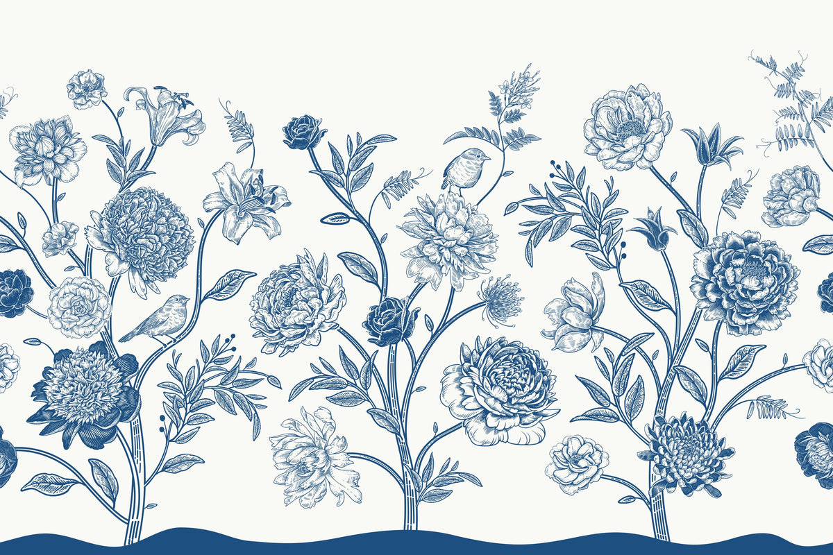 Proud Victorian Flowers Mural Wallpaper - Light Tone - pure wallpaper artwork