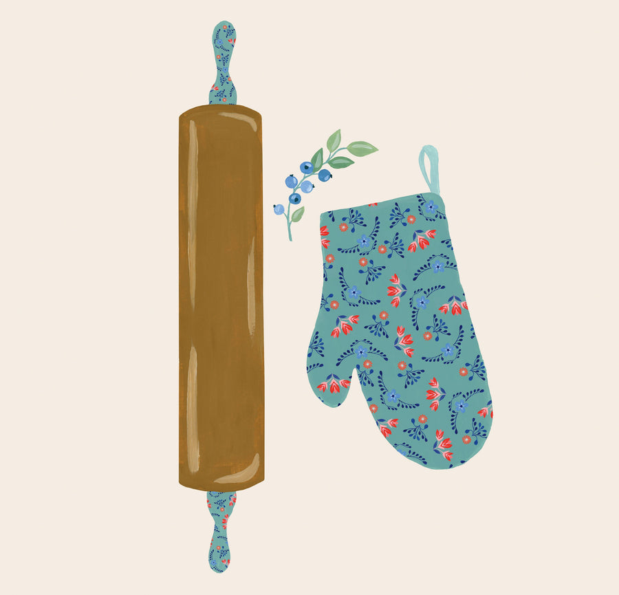 Baking with Blueberries VI Mural Wallpaper