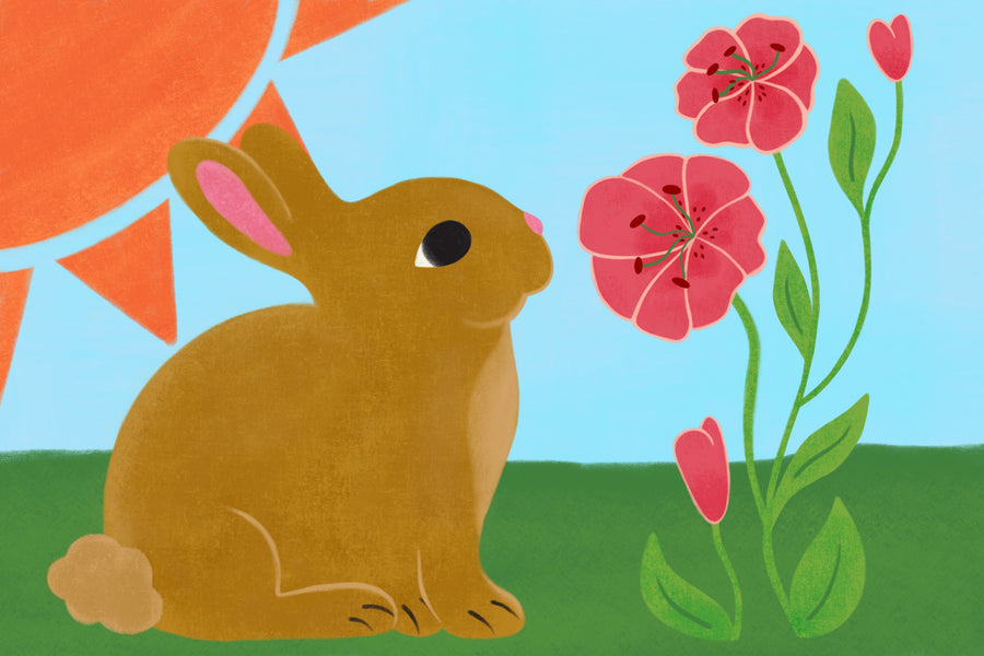 Retro Spring Bunny Mural Wallpaper