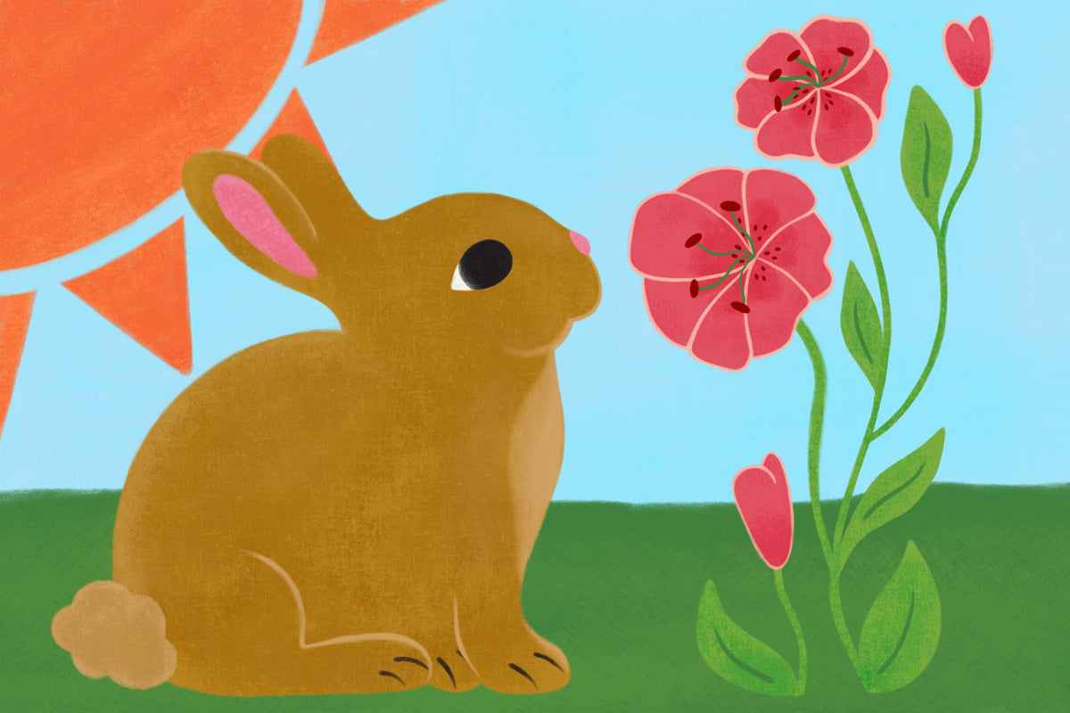 Retro Spring Bunny Mural Wallpaper - pure wallpaper artwork
