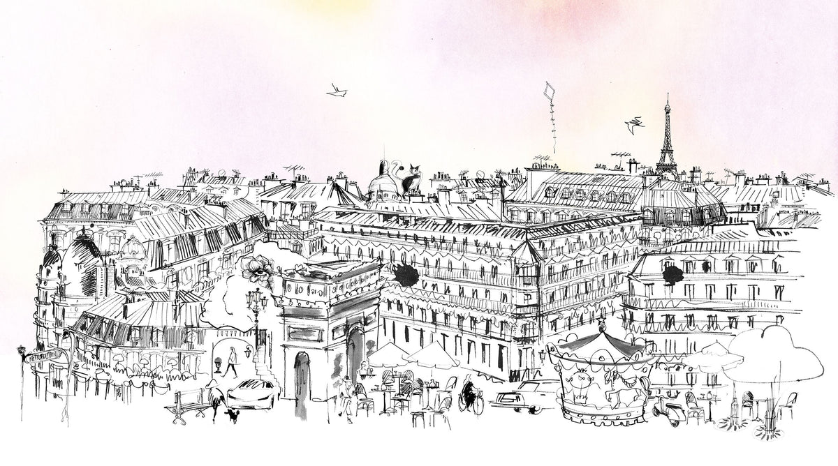 Paris Rooftops Mural Wallpaper - pure wallpaper artwork