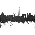 Paris Skyline Black & White Mural Wallpaper - pure wallpaper artwork