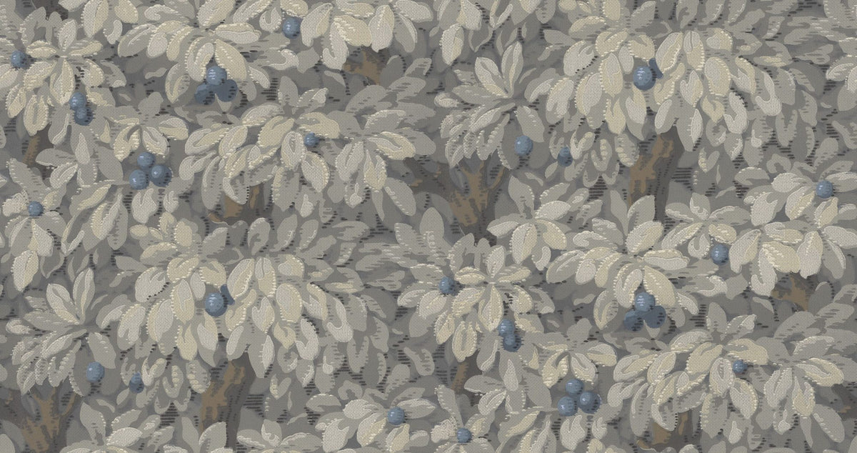 Fruit Tree Bower, Blue on Mauve Mural Wallpaper - pure wallpaper artwork