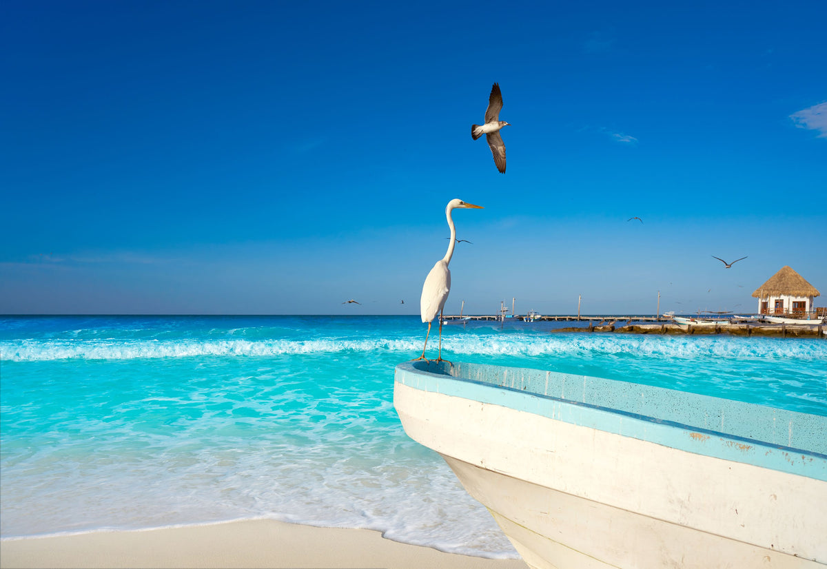 Egret Harbor Mural Wallpaper - pure wallpaper artwork