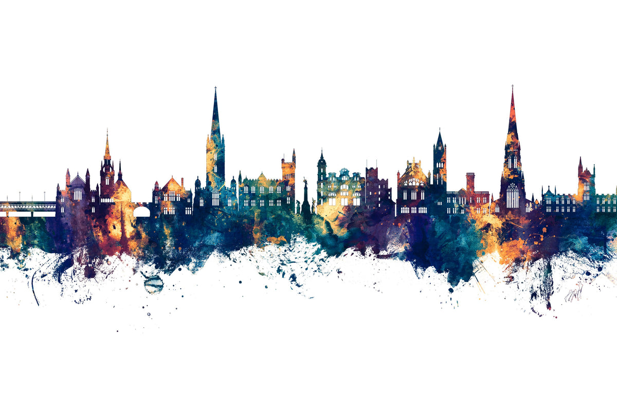 Derry Northern Ireland Skyline Blue & Bronze Mural Wallpaper - pure wallpaper artwork