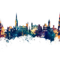 Derry Northern Ireland Skyline Blue & Bronze Mural Wallpaper - pure wallpaper artwork