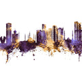 Fujairah Skyline Purple & Gold Mural Wallpaper - pure wallpaper artwork