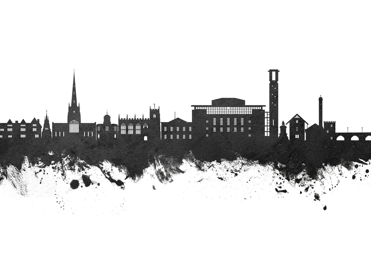 Stratford-upon-Avon England Skyline Black & White Mural Wallpaper - pure wallpaper artwork