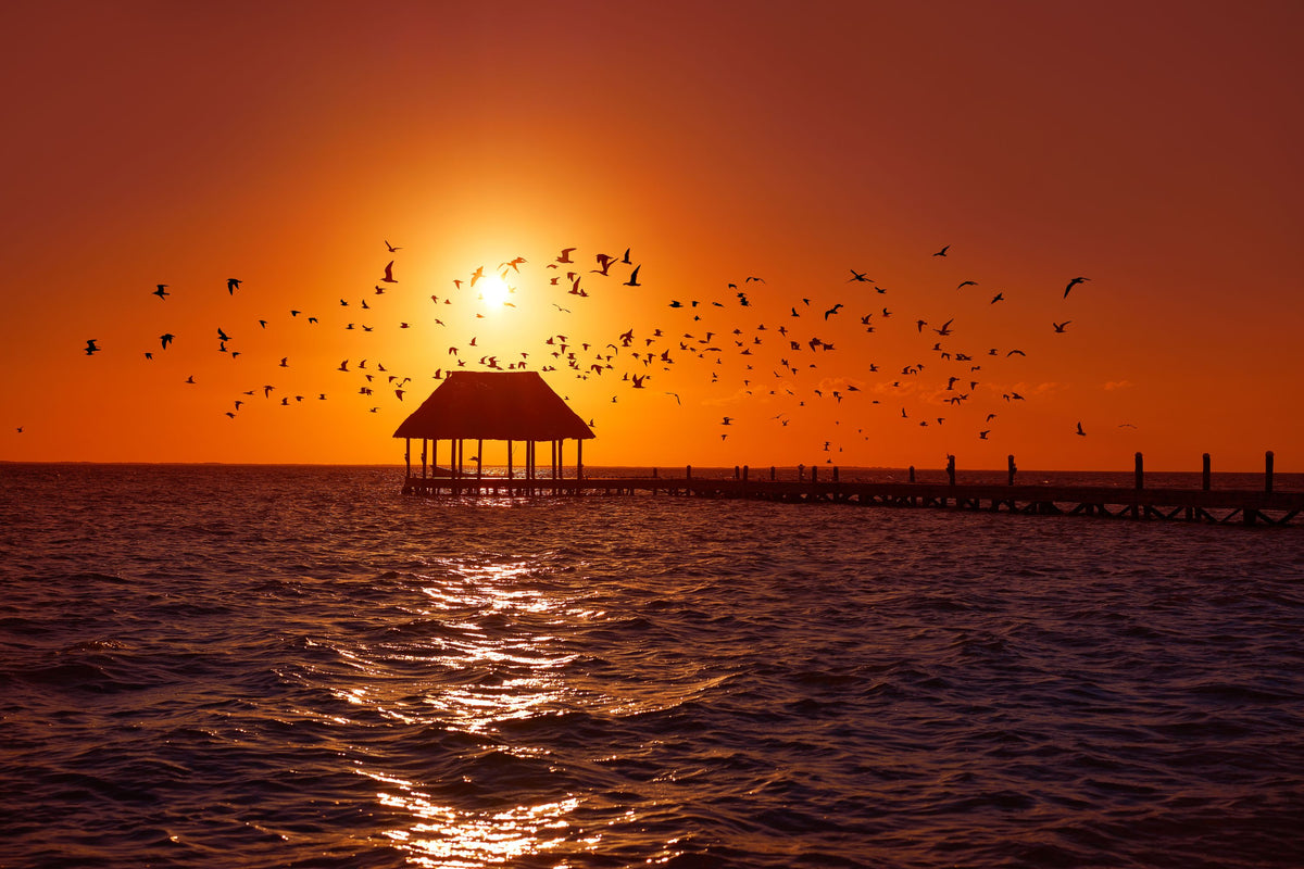 Sunset Harbor Pavilion Mural Wallpaper - pure wallpaper artwork